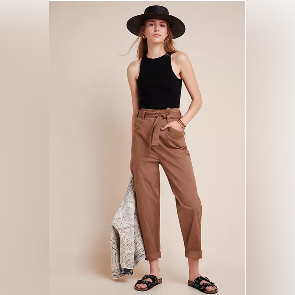 Anthropology Ellie embroidered utility pants 0